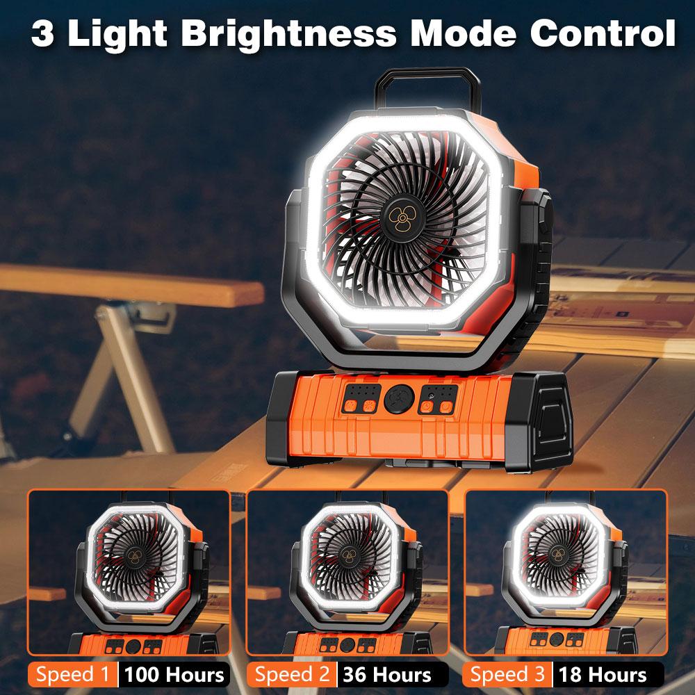 

Camping Fan Rechargeable Portable 20000mAh Battery Operated Outdoor Fan with LED Light and Hook for Tent Car Trip Wireless Fans United States