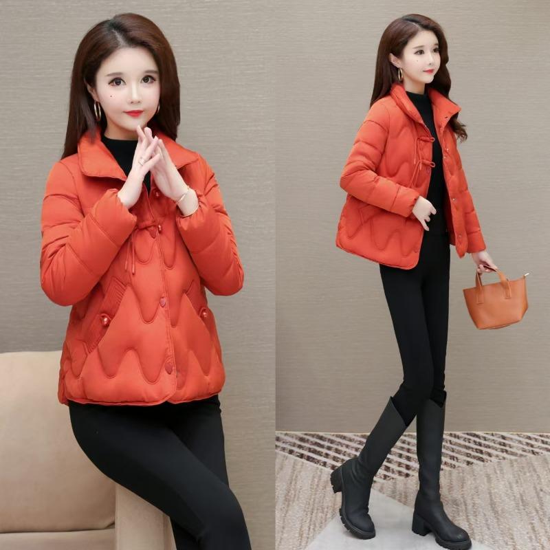 Cotton Clothes Short Women's New Buckle Fashion Thin Down Cotton Clothes Small Casual Versatile Winter Cotton Clothes
