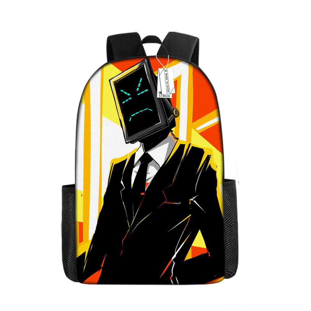 Skibidi Toilet Character Kids Backpack With Breathable Oxford Cloth For School Use