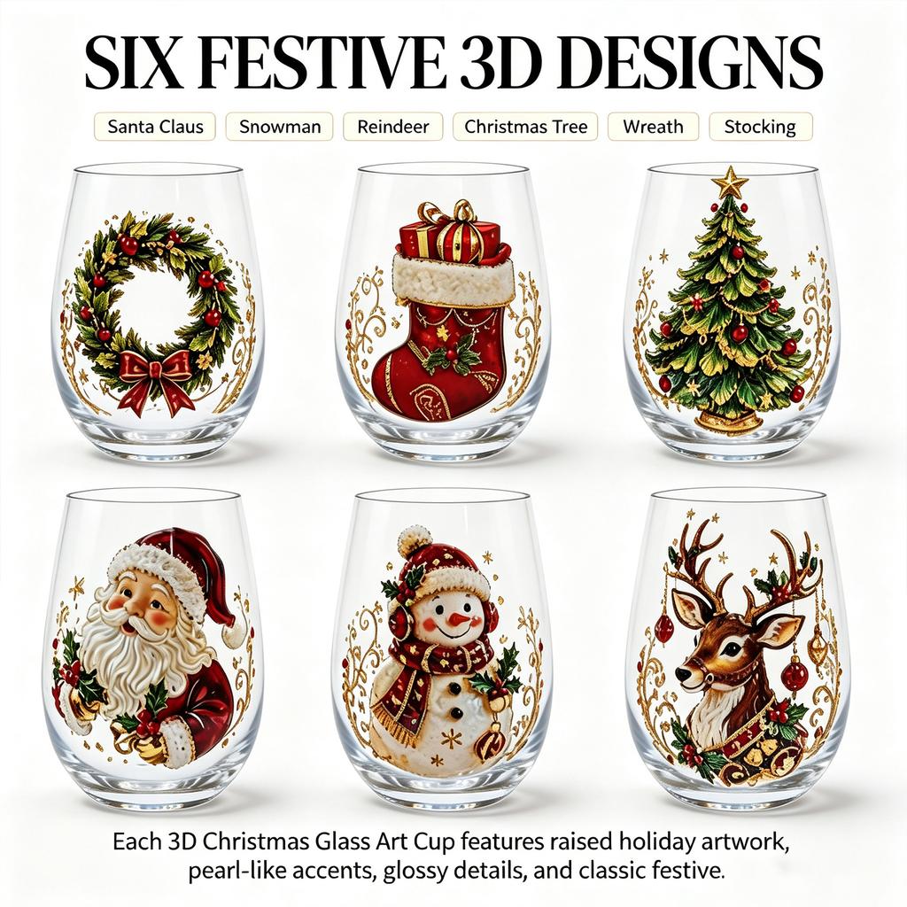 Christmas Stemless Wine Glasses Holiday Glassware Magical Christmas Glass Cup Christmas Glass Art Cup for Unique Christmas Gifts