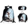 Student Backpack Lunch Bag Pencil Case 3-Piece Set, Waterproof Durable Large Capacity, MJ Pattern, Kids School Bag Set