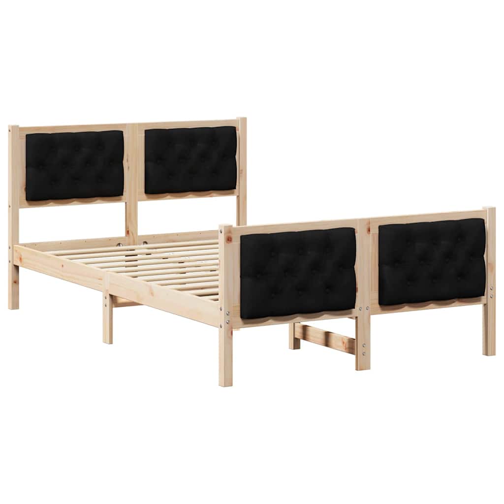 Bed Frame Black 120 x 190 cm Solid Pine Wood