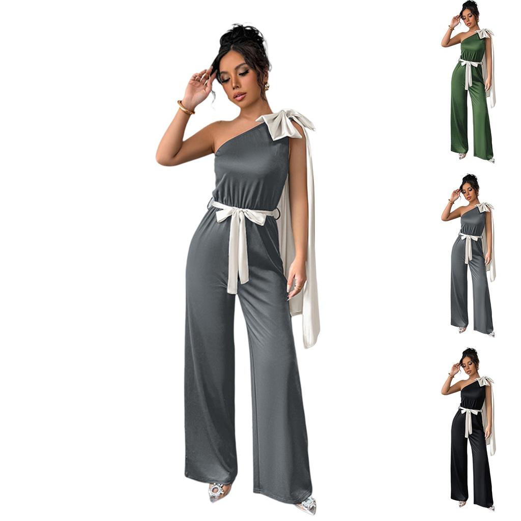Women's Summer Jumpsuit Elegant Sexy Sleeveless Bodysuit Casual Wide Leg Pants