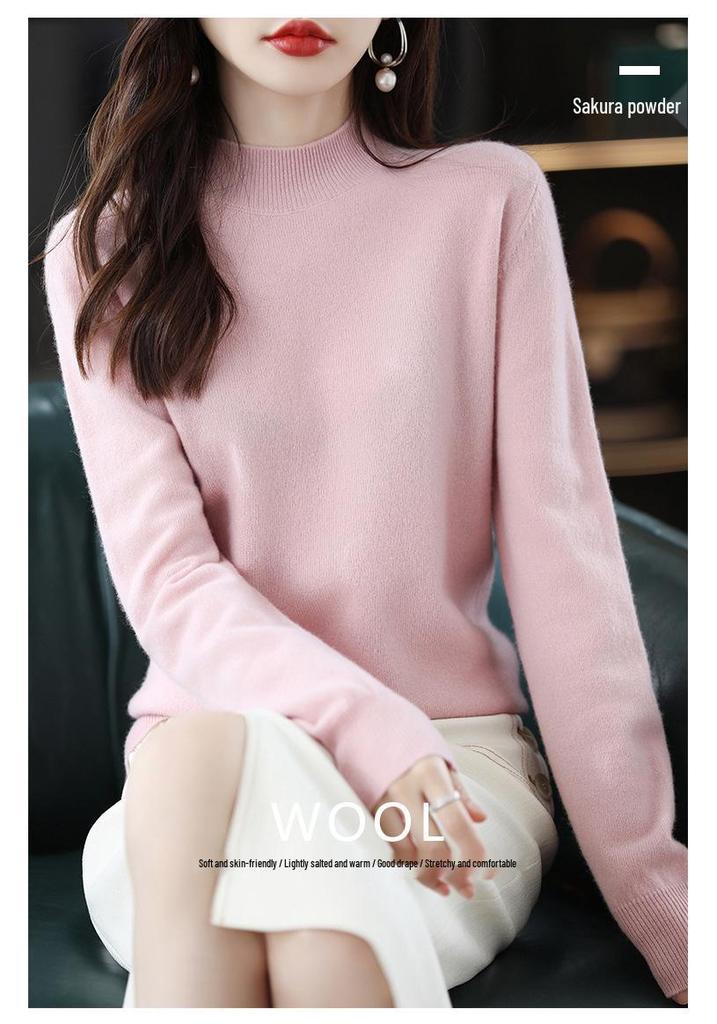 Women's High-Neck Pure Wool Sweater – 2023 Autumn/Winter Knit Base Layer
