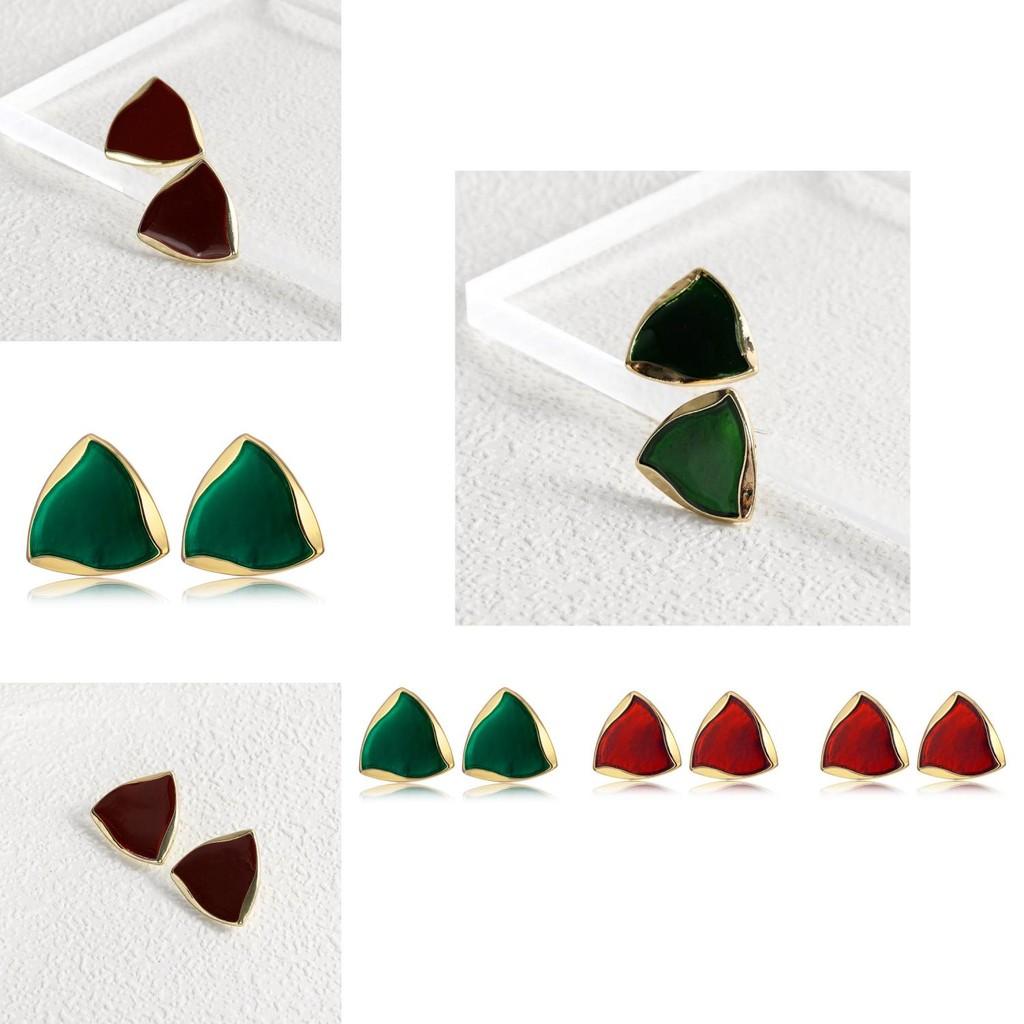 Stylish Geometric Alloy Earrings Modern Versatile Triangular Studs For Women