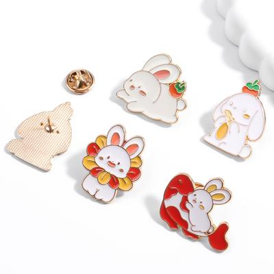 1/4pcKoi Rabbit Brooch Cartoon Kiss Rabbit Badge Cute Sweet Girl Sweater Corsage Dress School Bag Buckle Pin