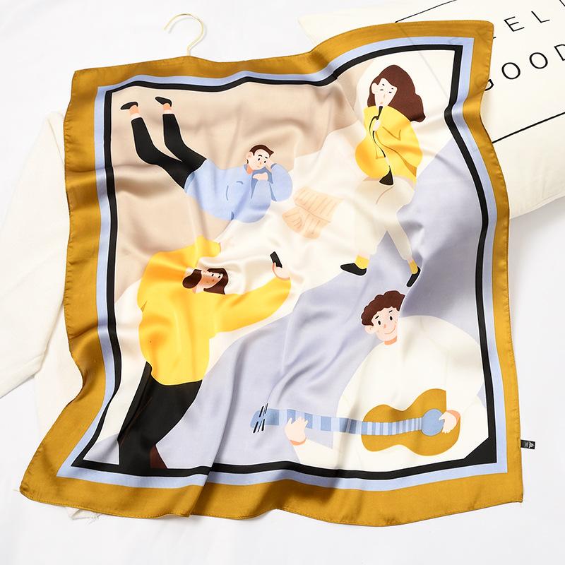 70*70cm Fashion Handkerchief Neck Scarf For Women Small Shawl Silk Satin Hair Scarfs Female Square Headband Bandana Head Scarves