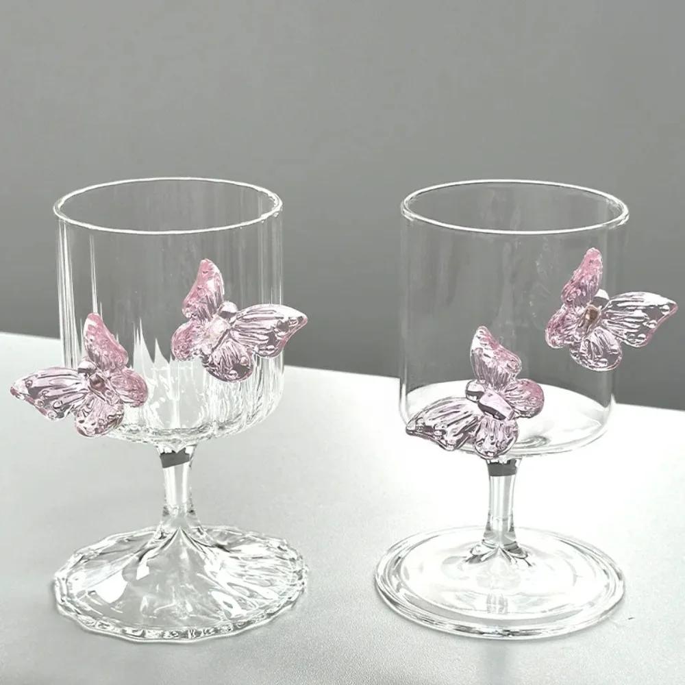 Tazza di vetro originale a gambo alto Instagram Farfalla Bicchieri da vino Bicchieri da champagne Bicchieri da cocktail estetici Regali di Natale