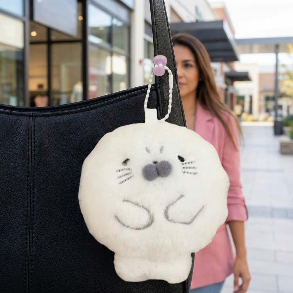 Metal Ring Seal Plush Keychain Bag Charms Seal Plush Key Ring Seal Doll Pendant  Women Girls