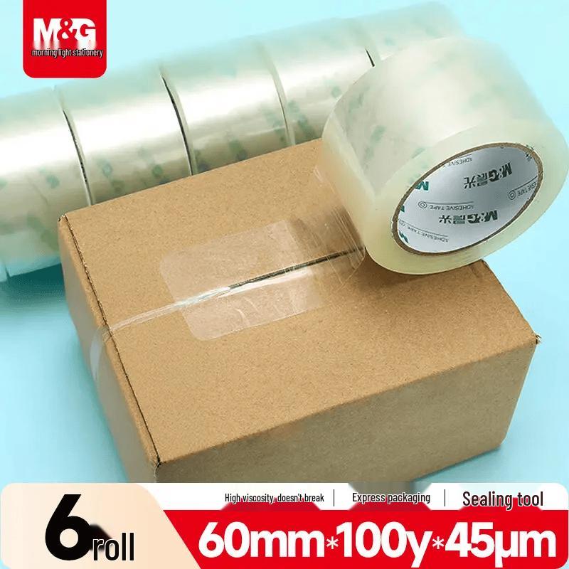 M&G Clear Packing Tape, 60mm x 100yd, 6 Rolls