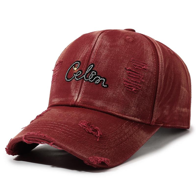 Retro Hole Washed Baseball Cap Men S And Women S Alphabet Cap Spring And Autumn Versatile Outdoor Couple Casual Hat красный