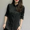 Damen Langarm Chinesischer Stil Vintage Bluse Temperament Elegant Teller-Oberteil
