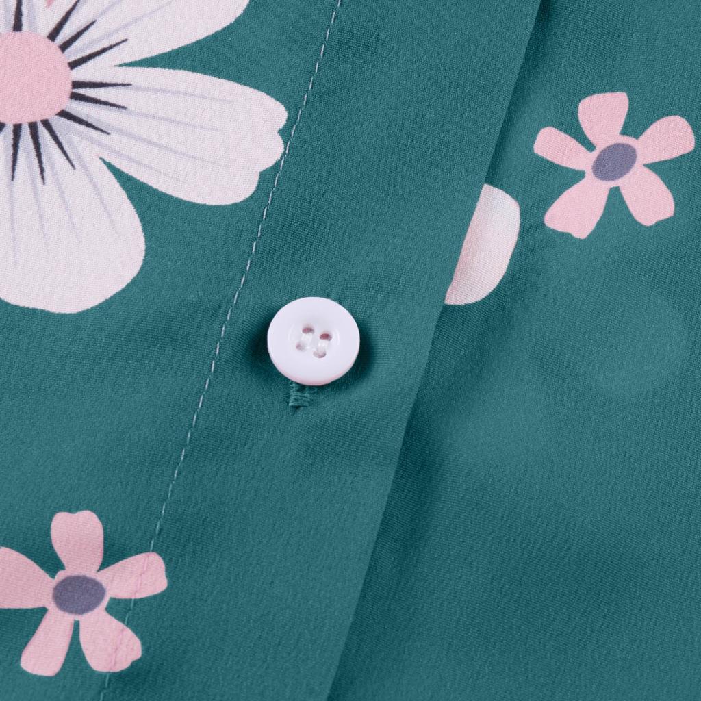 Spring Loose Collared Long Sleeved Single Breasted Shirt With Printed Top For Women