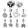925 Sterling Silver Nurse Hat Heart Brain Lungs Ribs Pendants Beads Fit Charm Silver 925 Original Bracelet Fine Jewelry Making