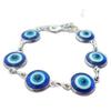 Personality Gothic Punk Blue Evil Eye Silver Color Chain Bracelet for Woman Men Mysterious Jewelry Accessories Not Allergic Gift