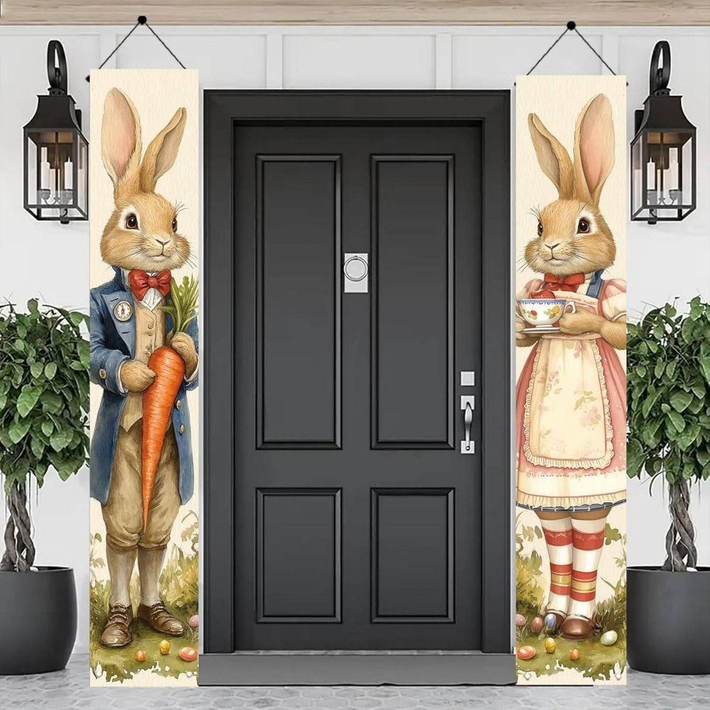 Polyester Happy Easter Couplet Vibrant Easter Door Decoration Easter Door Banners  Festive Home