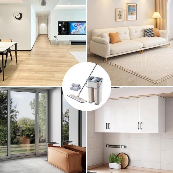 Lazy Hand-free plochý mop s nezávislým umístěním Mop šetřící místo Odstraňování prachu Mop otočný o 360 stupňů
