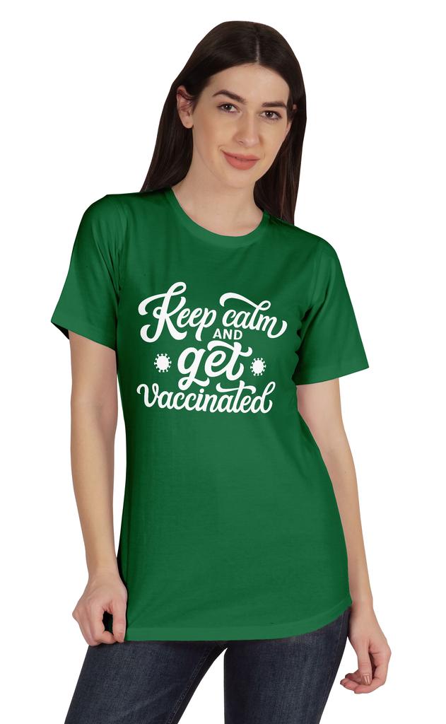Inkmeso Keep Calm And Get Vaccinated Funny Pro Vaccine Crew Neck T-shirt For