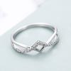 Fashion Women's Rhinestone Wavy Cross Line Index Ring Elegant Temperament Finger Ring For Daily Wear And Party Jewelry Gift