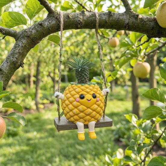 Lachender Ananas-Blumentopf, Niedlicher Ananas-Schaukel-Blumentopf, Hängender Pflanztopf für Sukkulenten Kleine Zimmerpflanzen Balkongarten