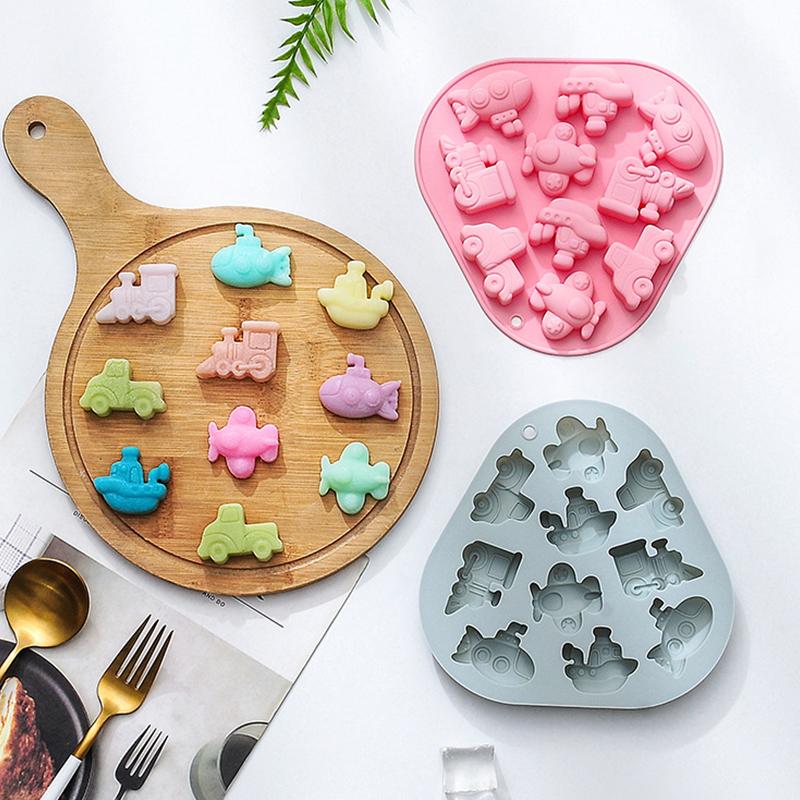 Silicone Mold Vehicles Transportation Mold Sailboat Airplane Truck Car Fondant Mold For Chocolate Jelly Candy Party Decoration