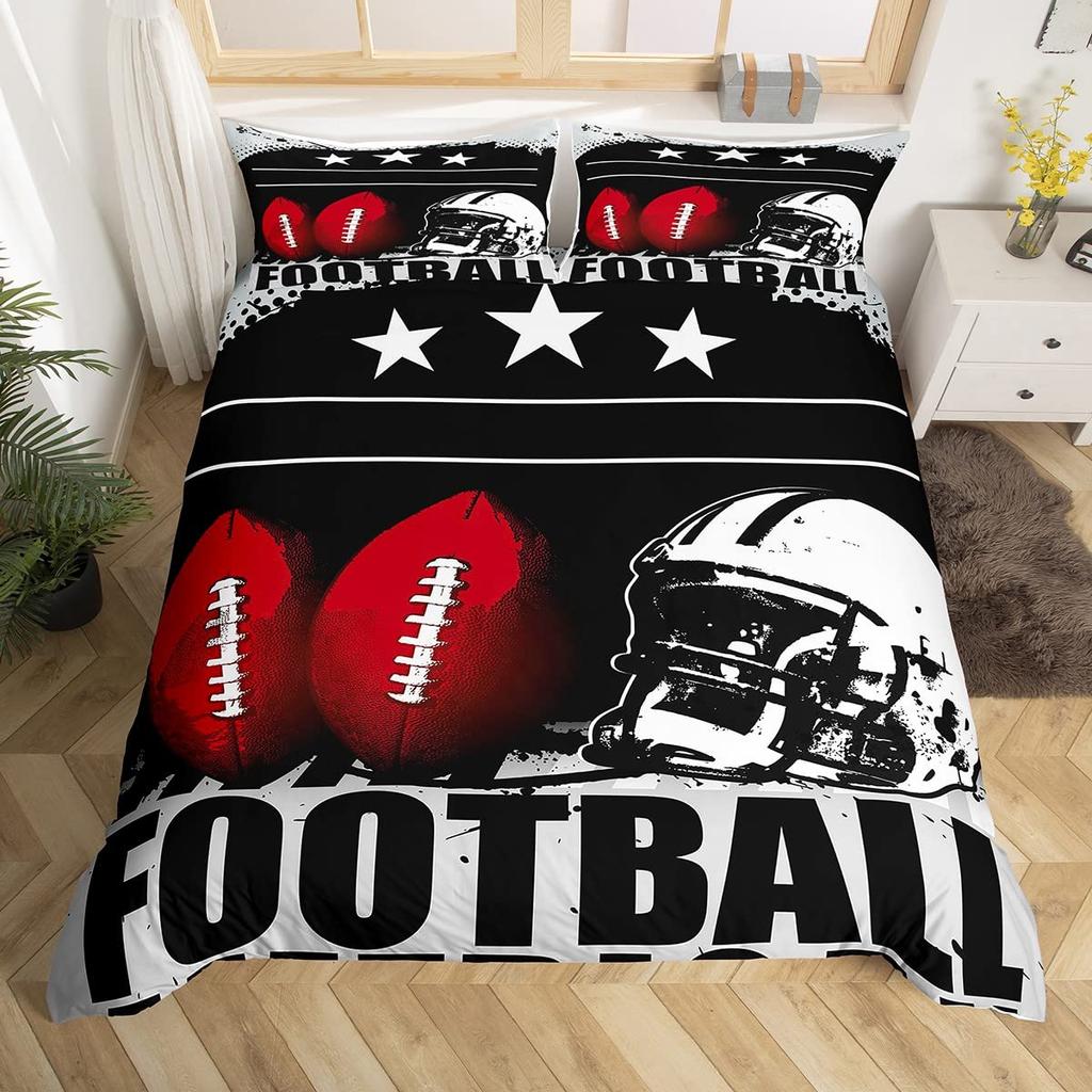 3D American Football King Queen Duvet Cover Ball Sports Bedding Set For Kids Teens Boy Sport Fans 2/3pcs Polyester Quilt Cover