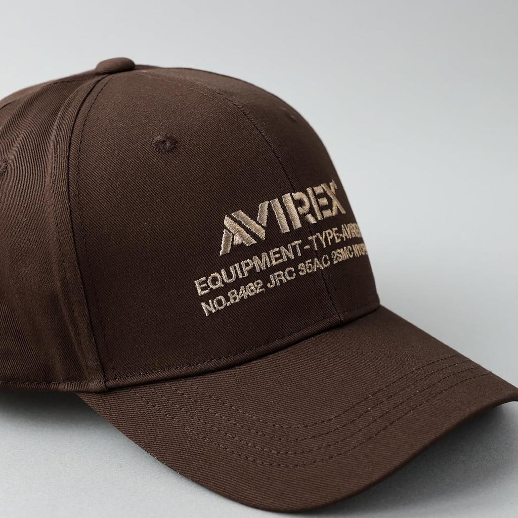 Avirex NUMBERING Military Baseball Cotton Cap 6-Panel Cap, Men's Low-Profile (JP, Alphabet, XL, Brown)