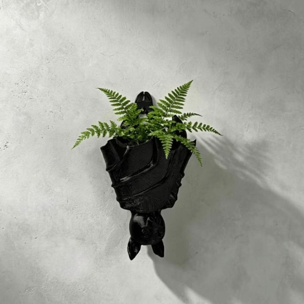 Halloween Bat Hanging Planter Gothic Style Bat Wing Flowerpot Home Decoration