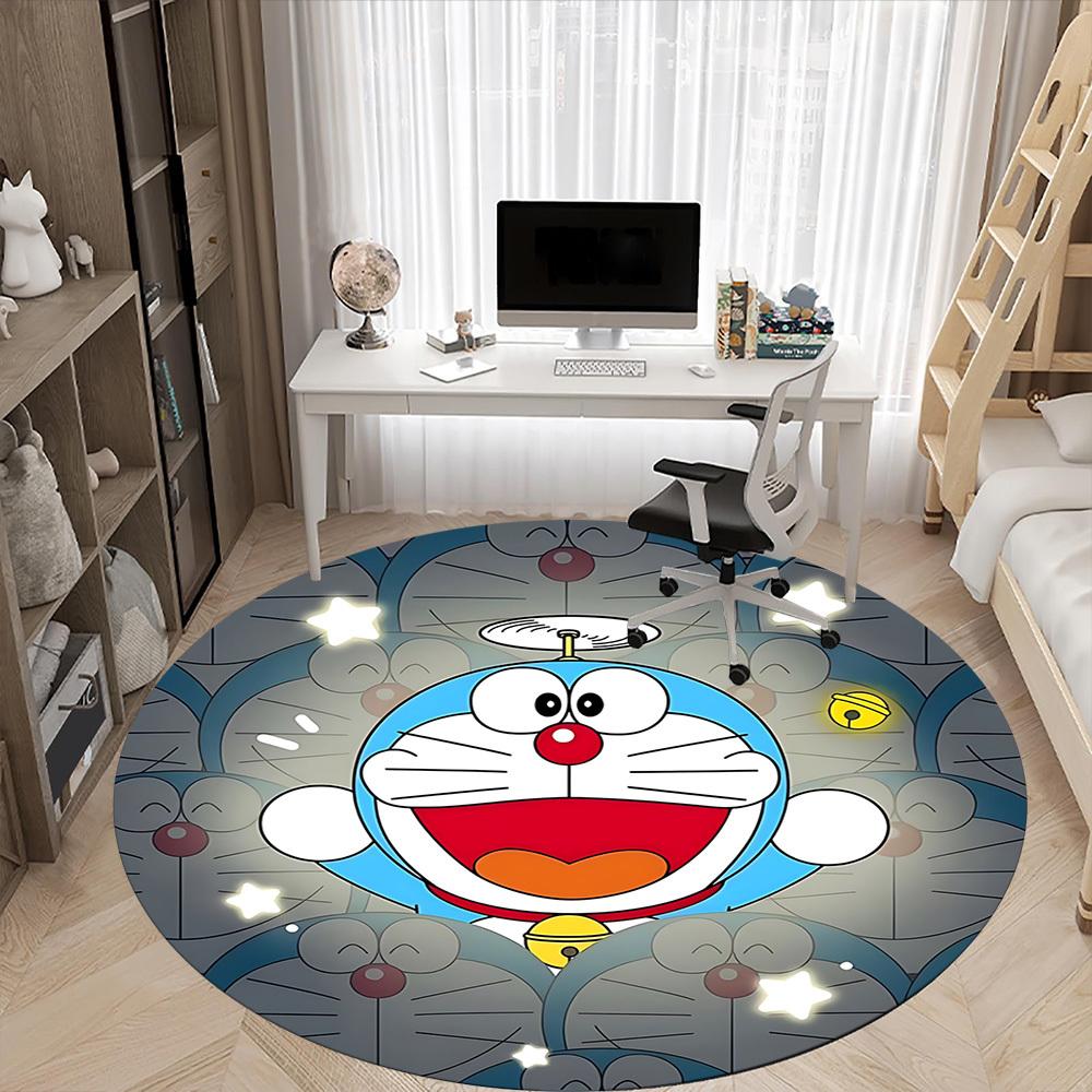 1pc Doraemon Carpet, Round Non-Slip Durable Large Size Office Carpet, Suitable for Office,yy250908073