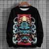 Vintage Herren Sweatshirt Kriegermaske 3D-Druck Langarm T-Shirt Herbstmode Hoodies Herrenbekleidung Übergroßer Hoodie Pullover