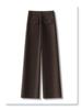 Ancola Women's Red Wool Pants: 2024 Autumn/Winter Plus Velvet Straight-Leg Wide-Leg Style