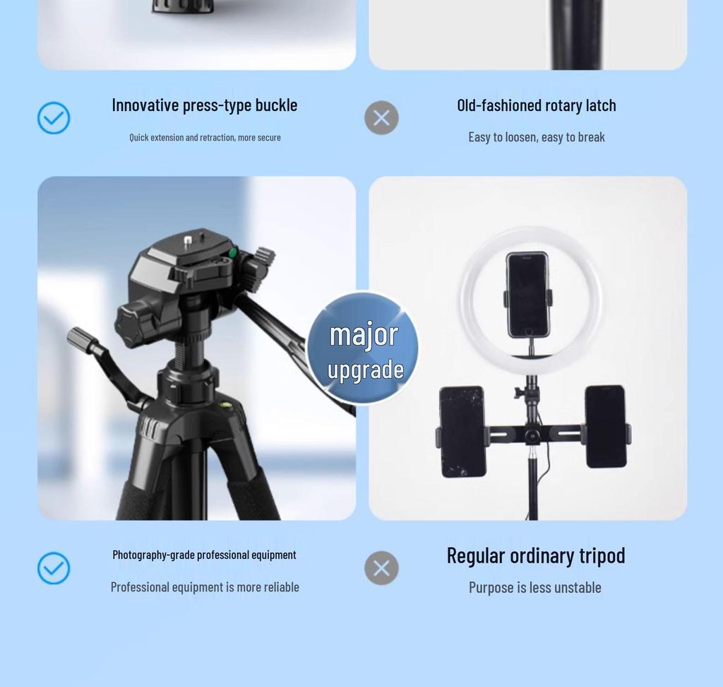 Dual-Position Mobile Phone Holder with Fill Light for Streaming and Photography