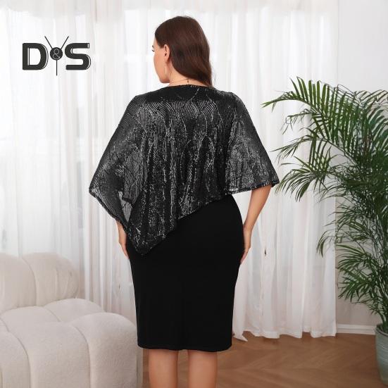 Ärmelloses Damen-Umhangkleid mit Paillettenbesatz Übergroßes Pailletten-Bodycon-Bleistiftkleid Damen Abend-Midikleid