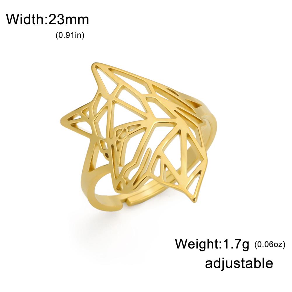 My Shape Punk Hollow Wolf Ring for Men Viking Fenrir Wolf Stainless Steel Adjustable Animal Head Finger Rings Fashion Jewelry