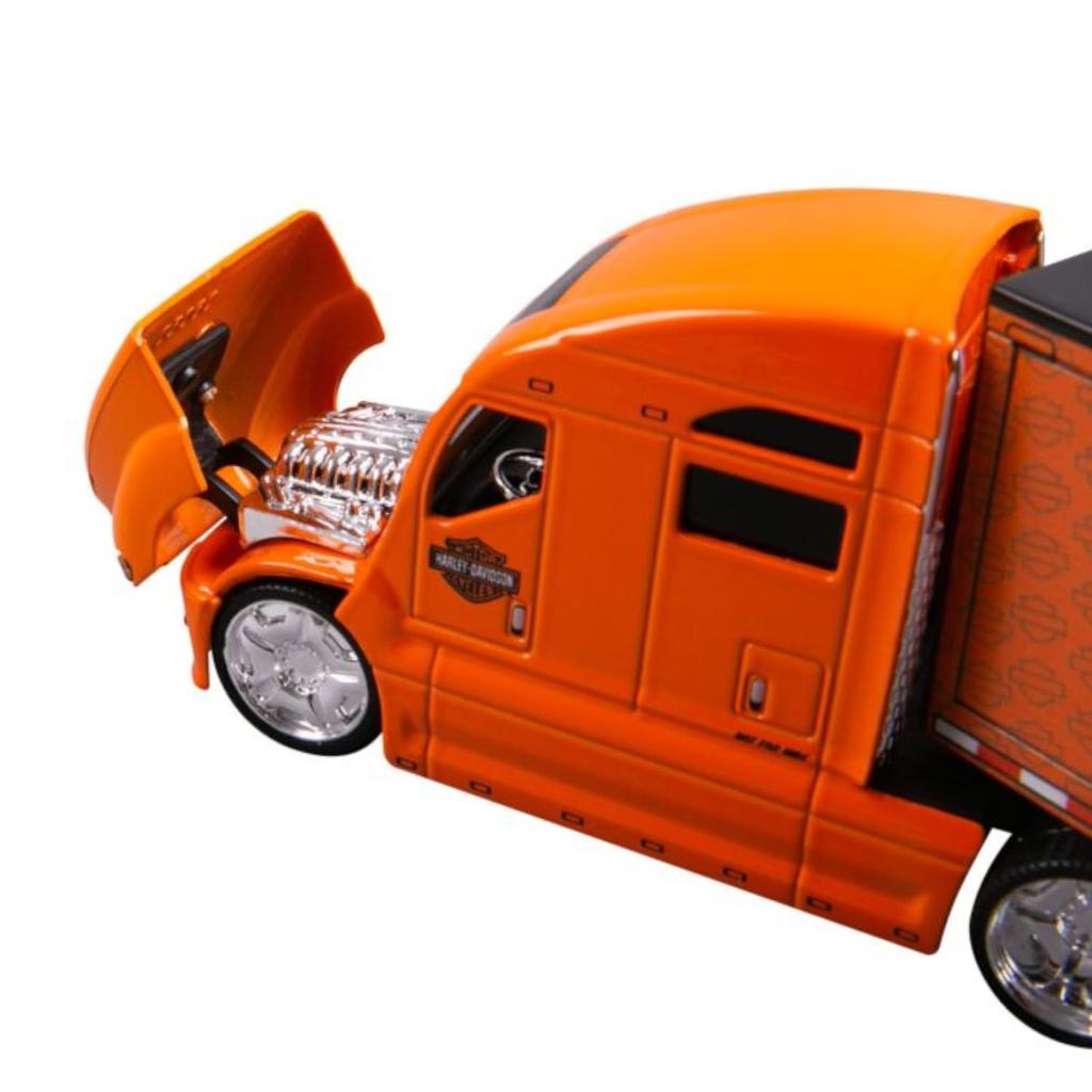Maisto Scale Trailer Truck Custom Orange Diecast Model Car 11516 1/64 Harley-Davidson (ORANGE)