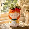 Resin Desktop Ornament Cute Head Planter Succulent Little Girl Flower Pot Human Flowerpot for Plants Face Cactus Container Bonsai Holder