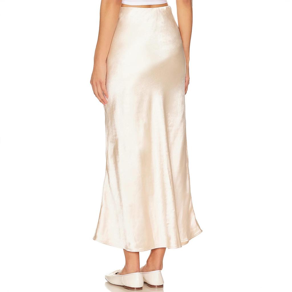 Women's New Satin Bustier High-waisted Elastic Split Long Skirt Sexy Splicing Package Hip Skirt Female