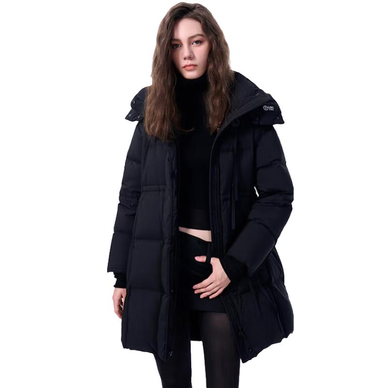 Jinyujie 2025 Winter Women's Hooded Mid-Length Down Jacket