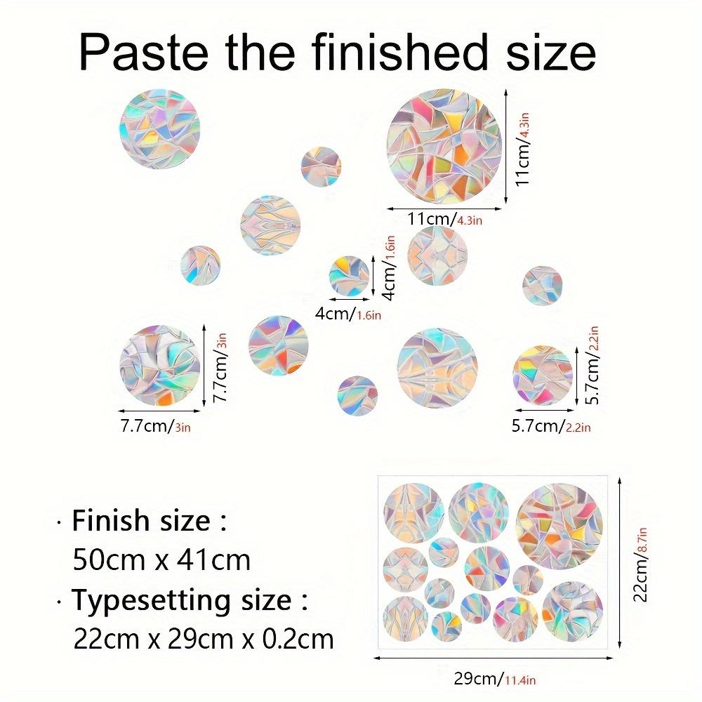 3 Sets Contemporary Rainbow Sun Catcher Window Film - PVC Static Cling Bird Collision Prevention Decal - 16mil Thickness - Round Shape