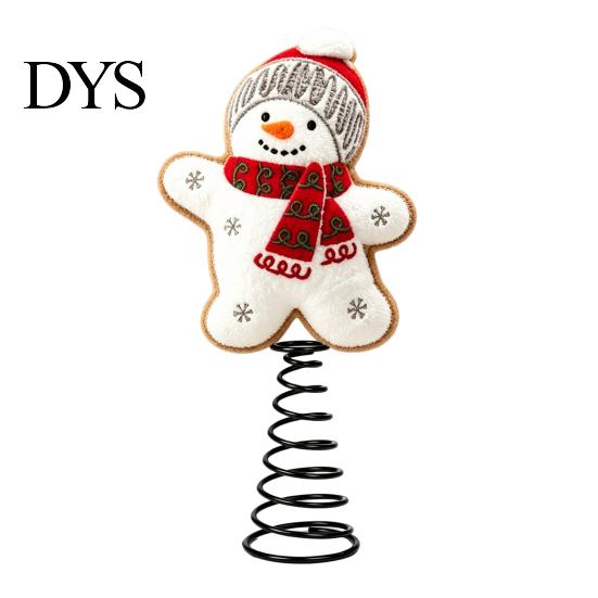 Reusable Christmas Tree Decor Wool Felt Topper, Cute Snowman/Santa Claus Treetop Ornament with Holiday Decoration Spring Base, Xmas for Home