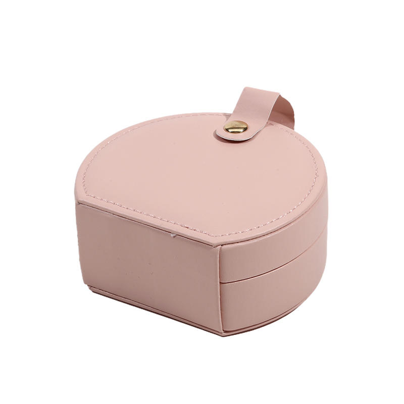 Portable Semi-Circular Small Travel Jewelry Case for Women Compact Top Handle Ring Necklace Earring Organizer Box