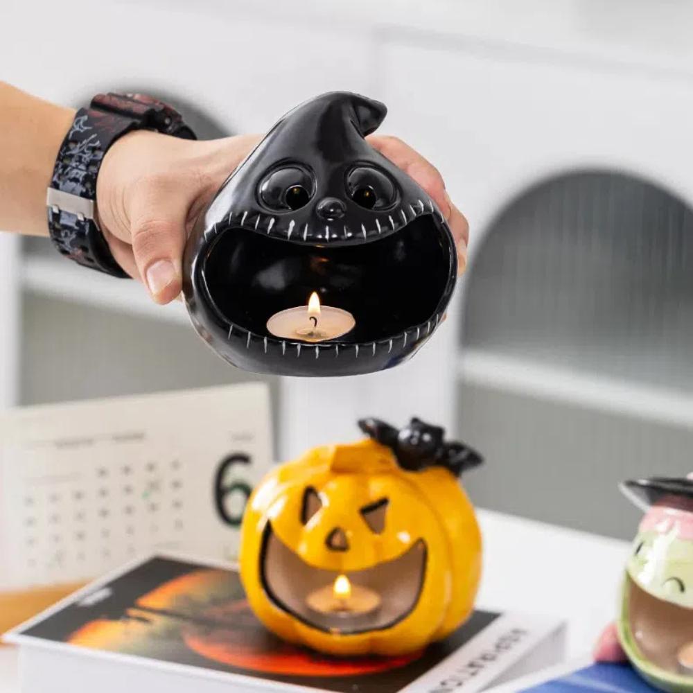 Kürbis-Kerzenständer, Halloween-Keramik-Kerzenständer, Atmosphärendekoration und lustige Süßigkeitenaufbewahrung, Desktop-Dekoration, Kreativität