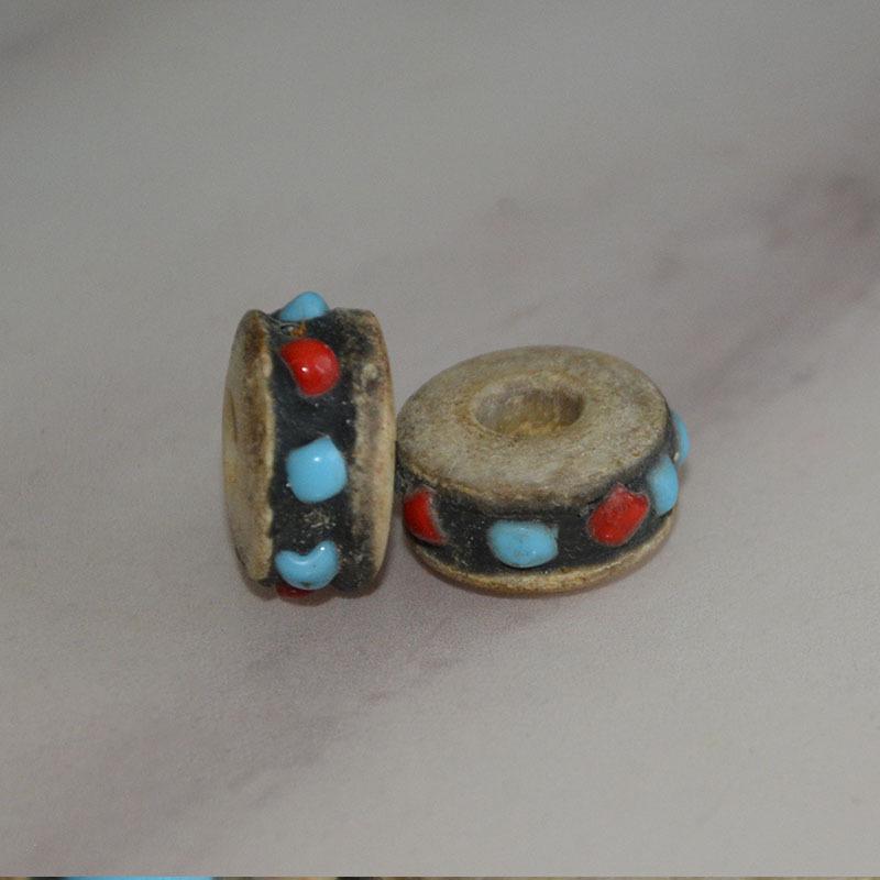 Natural Yak Bone Kapala Bead Bracelet with Buddhist Barrel Beads, Handmade and Original, Large Size Wenwan Accessory.