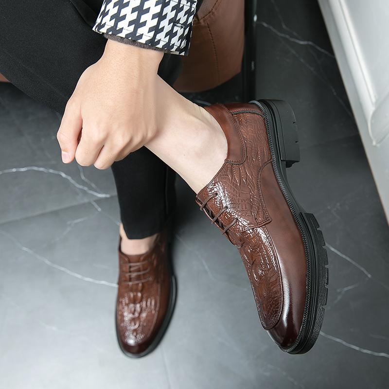 Модные мужские туфли-оксфорды из натуральной кожи для мужчин — фото 7