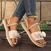 Fashion Fashion Corduroy Bow Flat Sandals Women Lightweight Non Slip Outdoor Slippers Woman 2025 Summer Casual Soft Sole Beach Sandals
