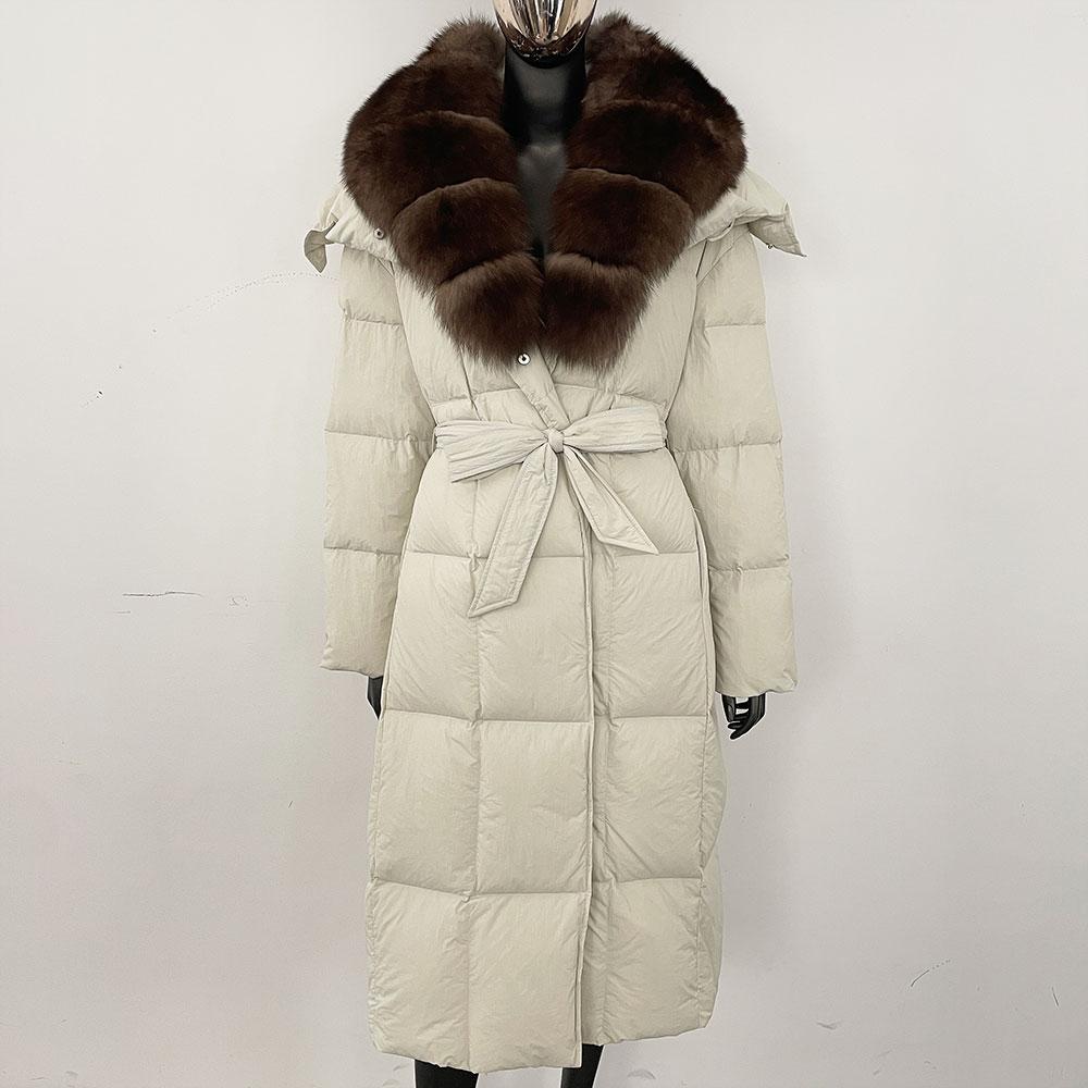 OFTBUY 2024 Winter Women Coat Real Natural Fox Fur Collar Thick Warm Long Jacket Turn-down Detachable Outerwear Streetwear