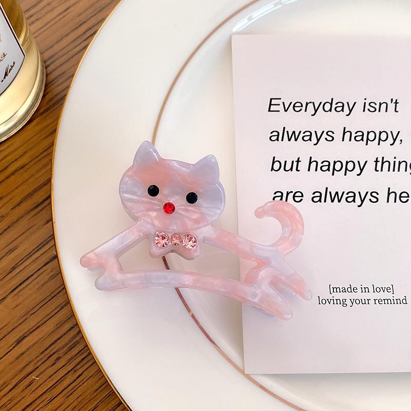 Charmante Haarspange mit Katzenmotiv aus Acetat, modisches Cartoon-Design für Damen