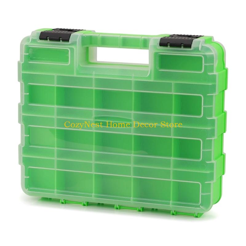 92MF Transparent Plastic Tool Box Adjustable Compartment Secure Lock