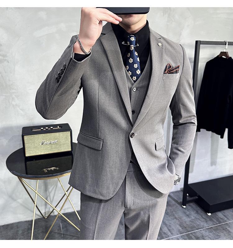 Men's Striped Slim Fit Plus Size Business Casual Suit Set SJT9961-P285