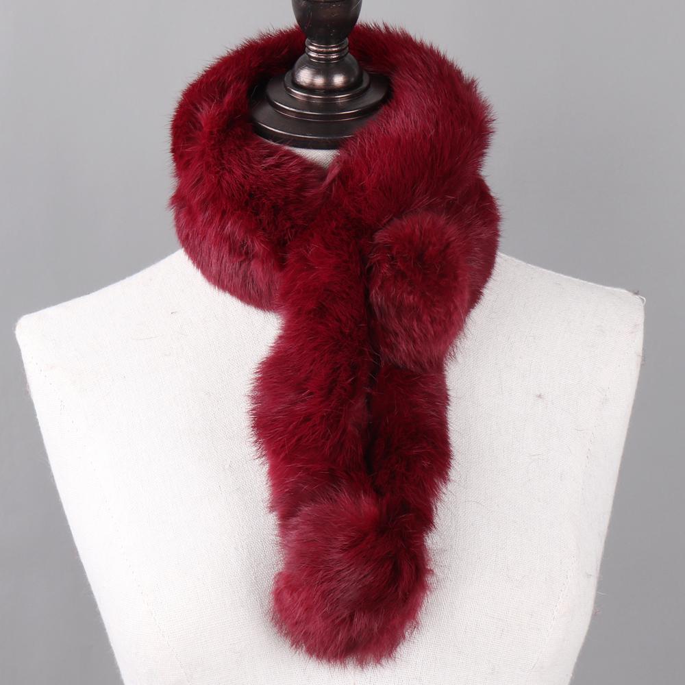 Hot Sale Women Winter Real Rabbit Fur Scarf Lady Warm Rabbit Fur Scarves Knit Natural Real Rabbit Fur Ring Casual Muffler
